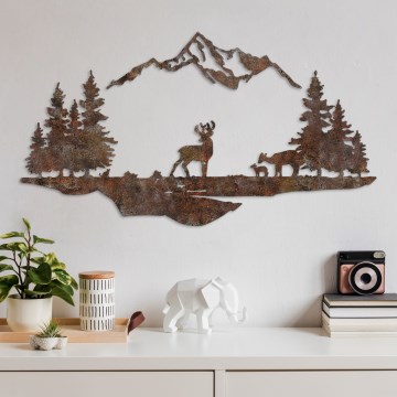 Dekoracja ścienna 2ks 70x38 cm jeleń metal/brązowy