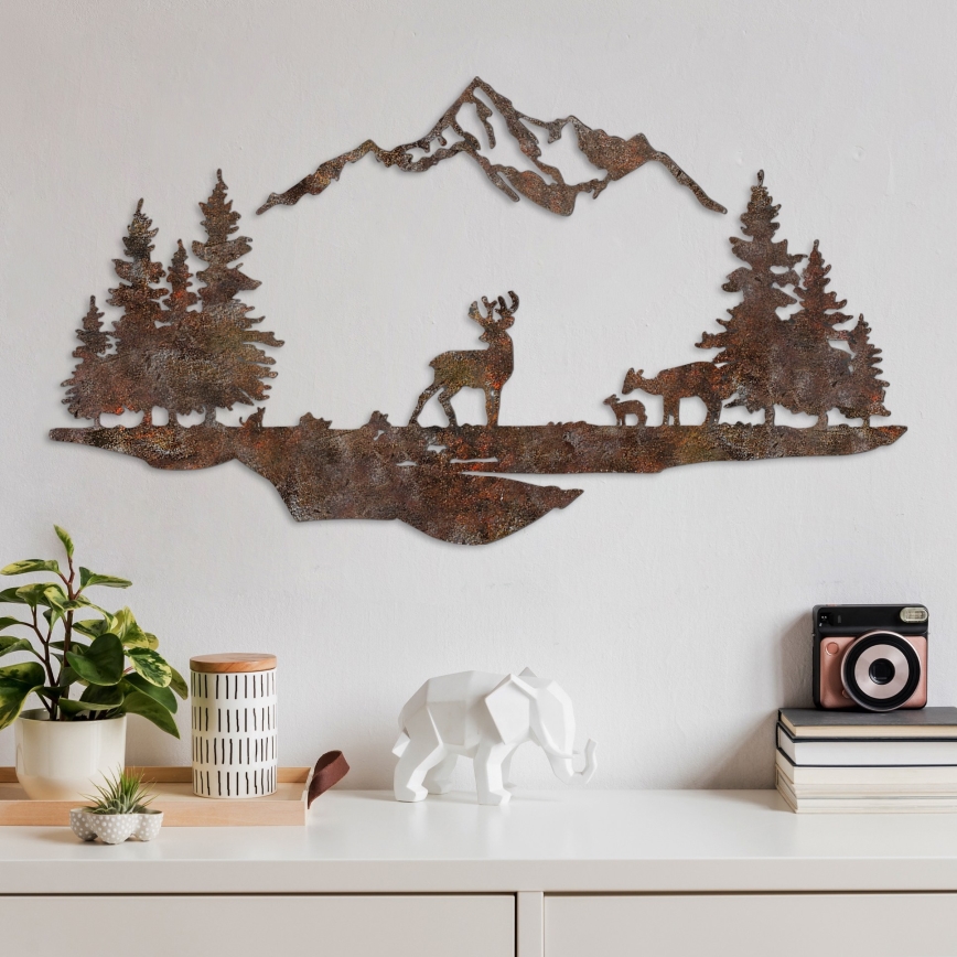 Dekoracja ścienna 2ks 70x38 cm jeleń metal/brązowy