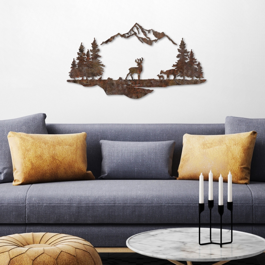Dekoracja ścienna 2ks 70x38 cm jeleń metal/brązowy