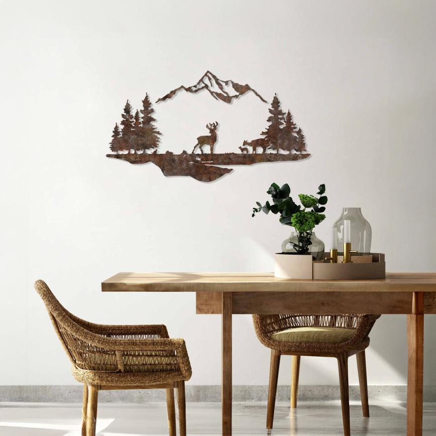 Dekoracja ścienna 2ks 70x38 cm jeleń metal/brązowy