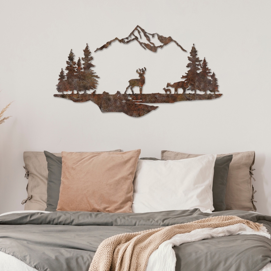 Dekoracja ścienna 2ks 70x38 cm jeleń metal/brązowy