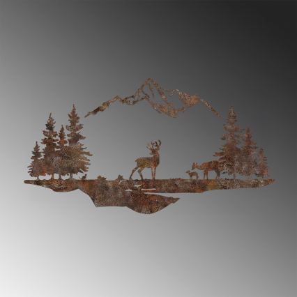 Dekoracja ścienna 2ks 70x38 cm jeleń metal/brązowy