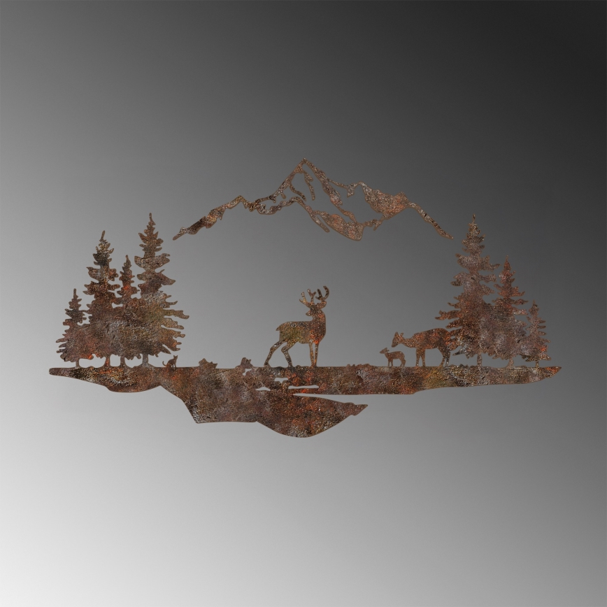 Dekoracja ścienna 2ks 70x38 cm jeleń metal/brązowy