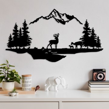 Dekoracja ścienna 2ks 70x38 cm jeleń metal/czarny