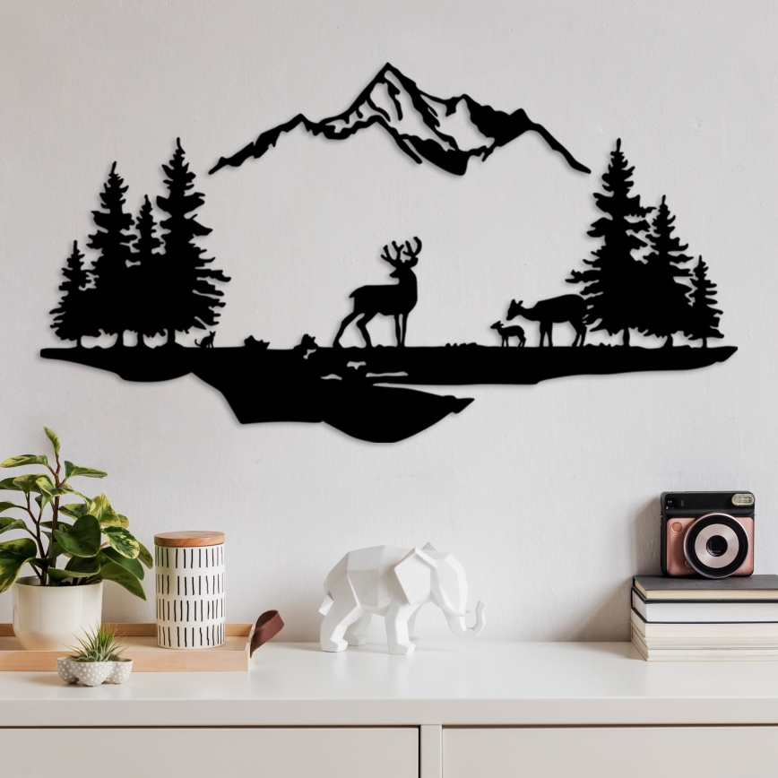 Dekoracja ścienna 2ks 70x38 cm jeleń metal/czarny