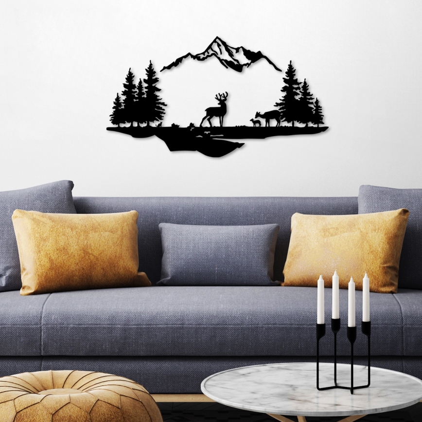 Dekoracja ścienna 2ks 70x38 cm jeleń metal/czarny