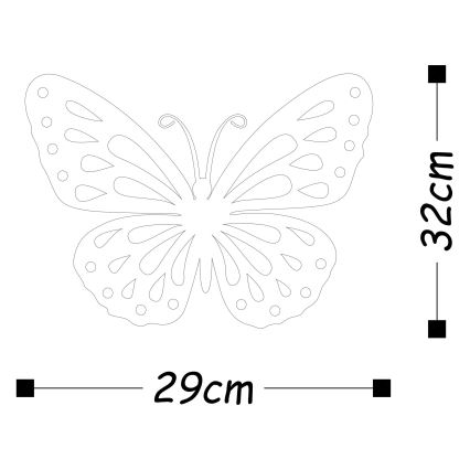 Dekoracja ścienna 32x29 cm motyl metalowy