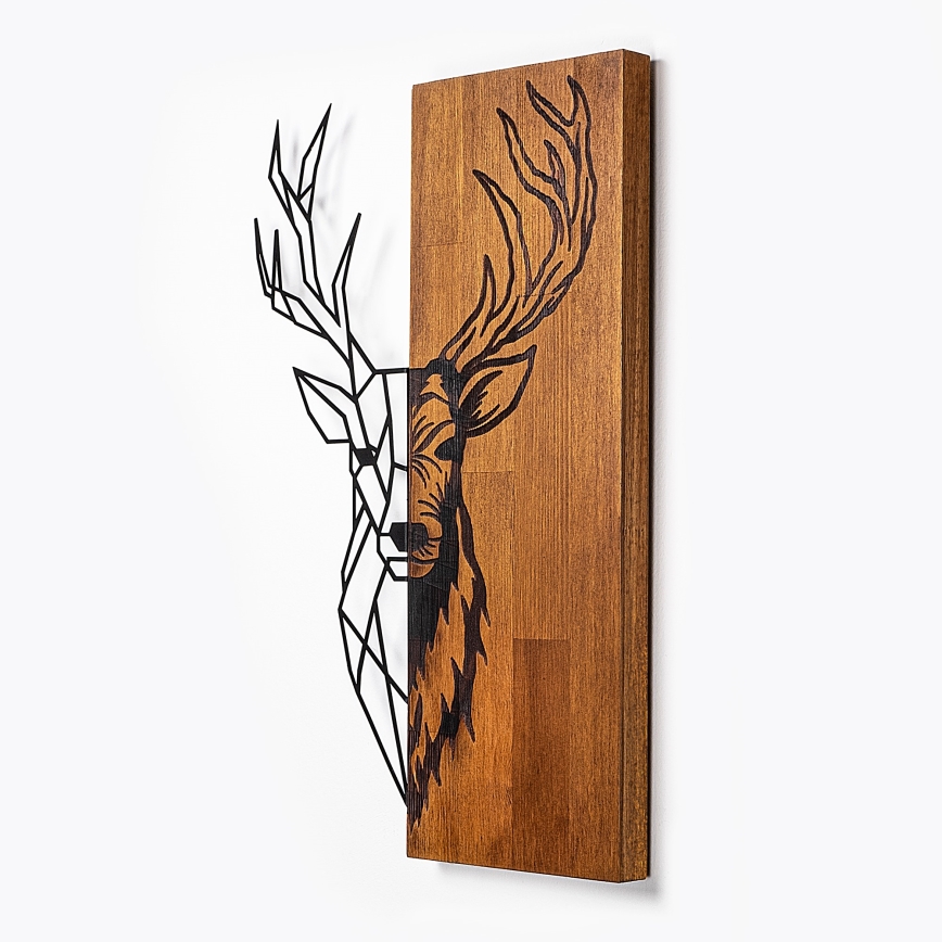 Dekoracja ścienna 36x58 cm jeleń drewno/metal