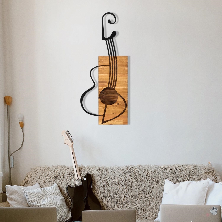 Dekoracja ścienna 39x93 cm gitara drewno/metal