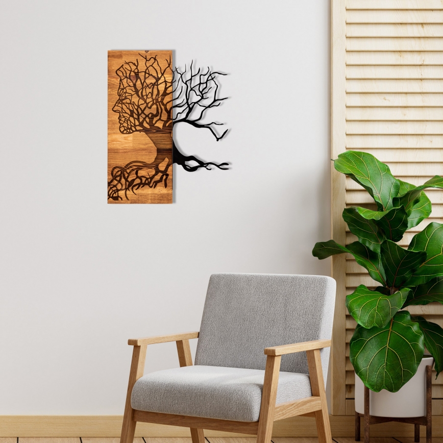 Dekoracja ścienna 45x58 cm Drzewo Życia drewno/metal
