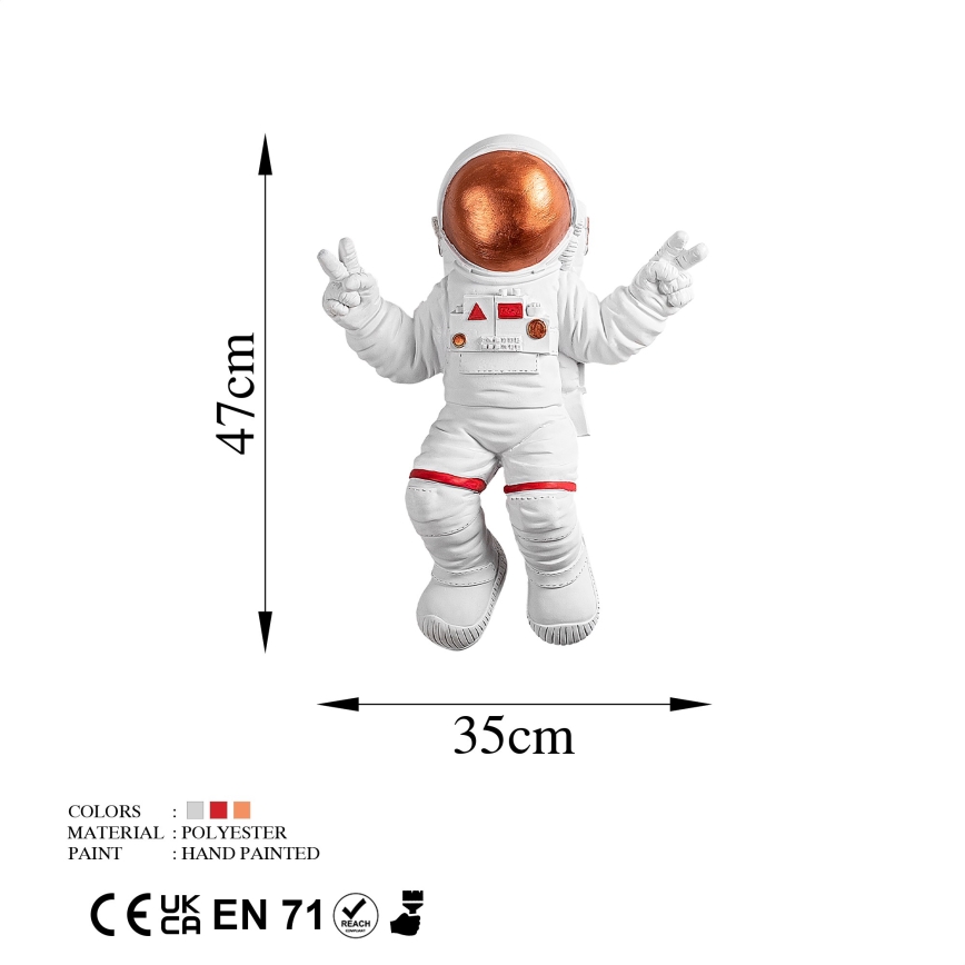 Dekoracja ścienna 47x35 cm astronaut miedziany