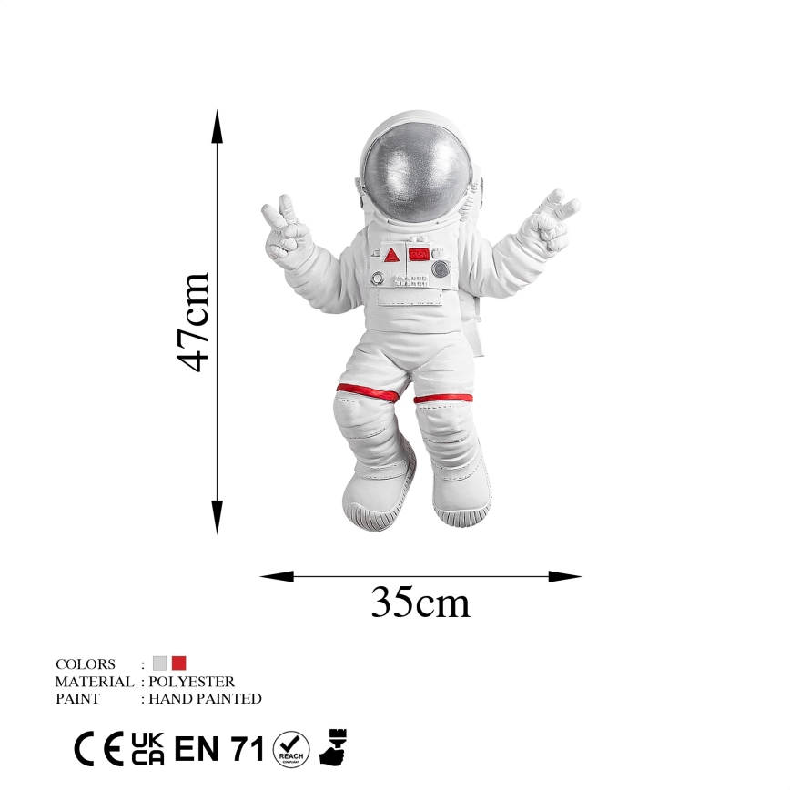 Dekoracja ścienna 47x35 cm astronaut srebrny