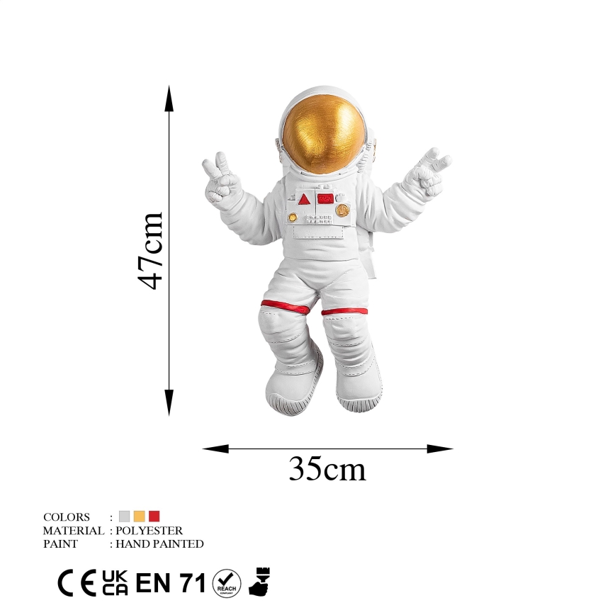 Dekoracja ścienna 47x35 cm astronaut złoty