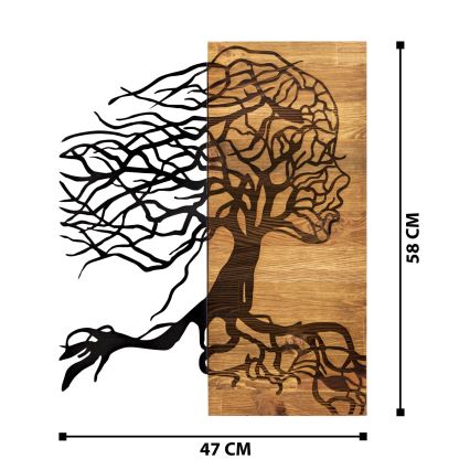 Dekoracja ścienna 47x58 cm Drzewo Życia drewno/metal