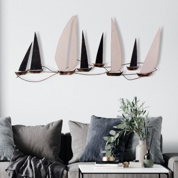 Dekoracja ścienna 52x117 cm żaglówka metalowa