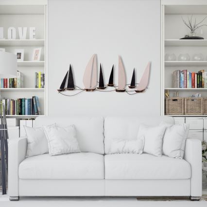 Dekoracja ścienna 52x117 cm żaglówka metalowa