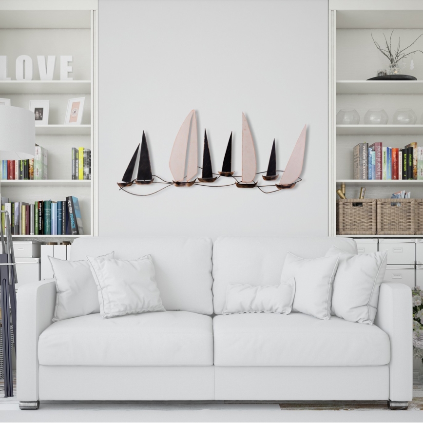 Dekoracja ścienna 52x117 cm żaglówka metalowa