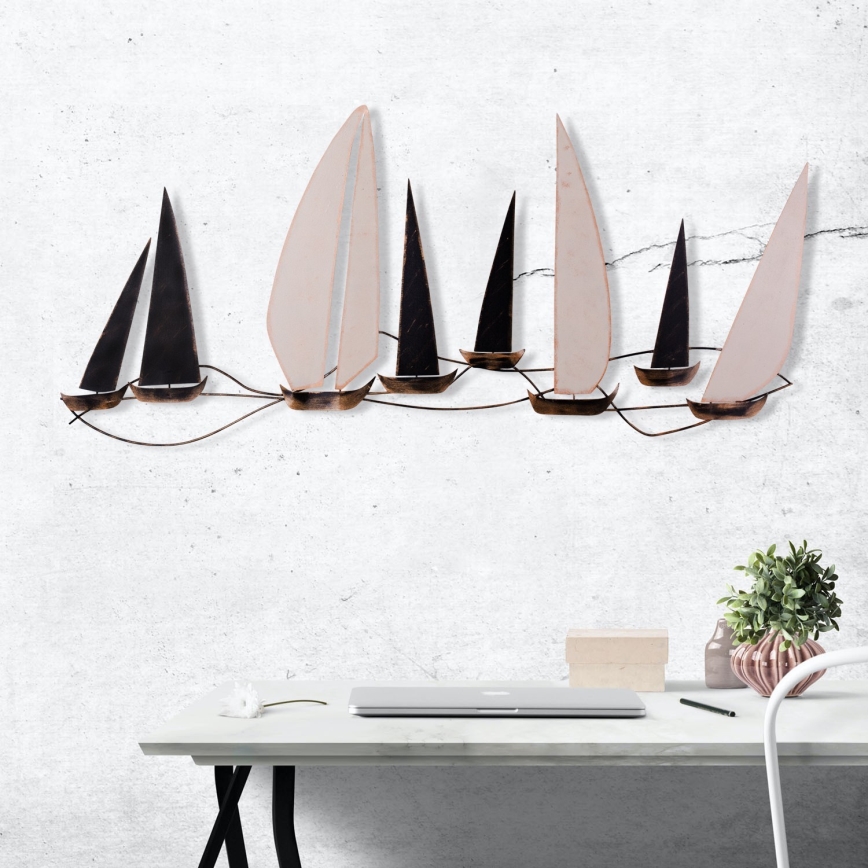 Dekoracja ścienna 52x117 cm żaglówka metalowa