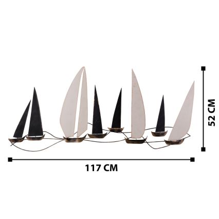 Dekoracja ścienna 52x117 cm żaglówka metalowa