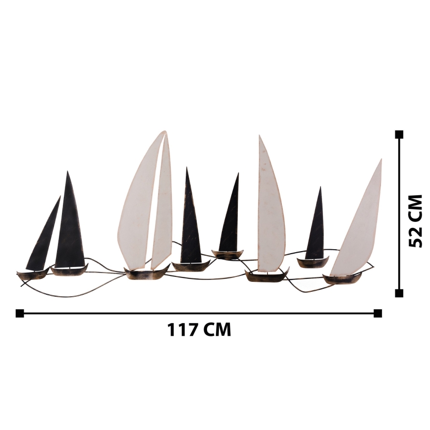 Dekoracja ścienna 52x117 cm żaglówka metalowa