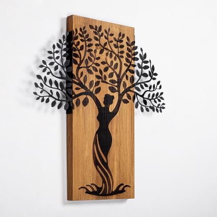 Dekoracja ścienna 54x58 cm drzewo drewno/metal