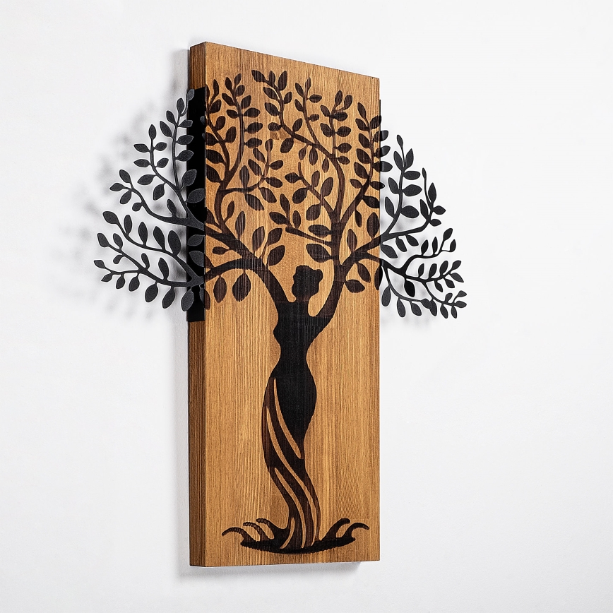 Dekoracja ścienna 54x58 cm drzewo drewno/metal