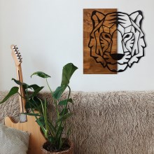 Dekoracja ścienna 56x58 cm tygrys drewno/metal
