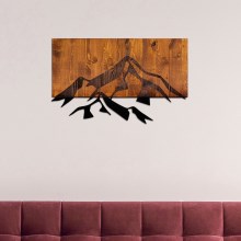 Dekoracja ścienna 58x36 cm góry drewno/metal