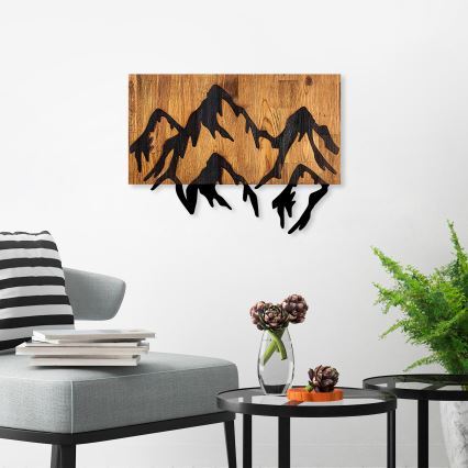 Dekoracja ścienna 58x44 cm góry drewno/metal