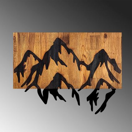 Dekoracja ścienna 58x44 cm góry drewno/metal
