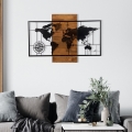 Dekoracja ścienna 58x85 cm mapa drewno/metal