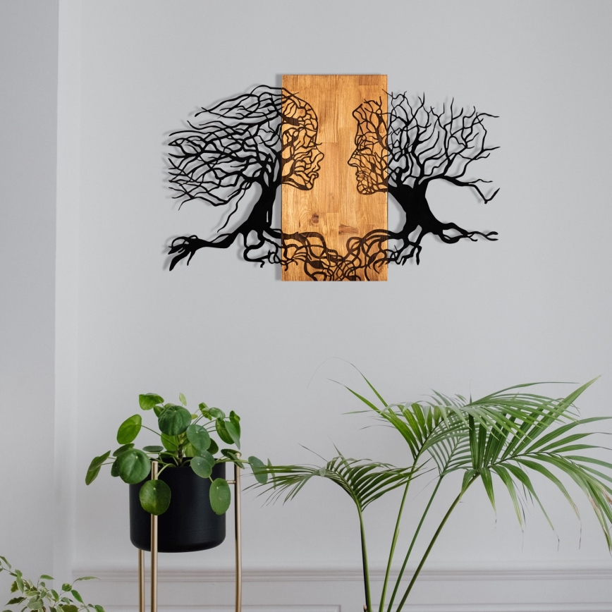 Dekoracja ścienna 58x92 cm drzewo życia drewno/metal