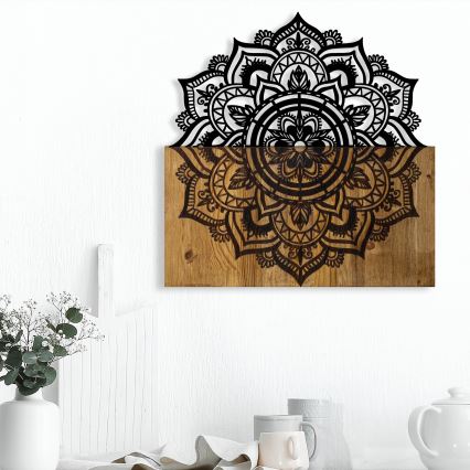 Dekoracja ścienna 59x58 cm mandala drewno/metal