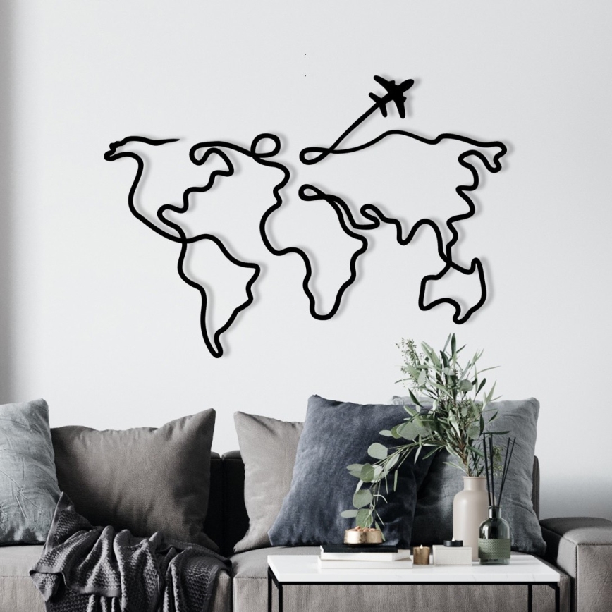 Dekoracja ścienna 60x42 cm mapa metal