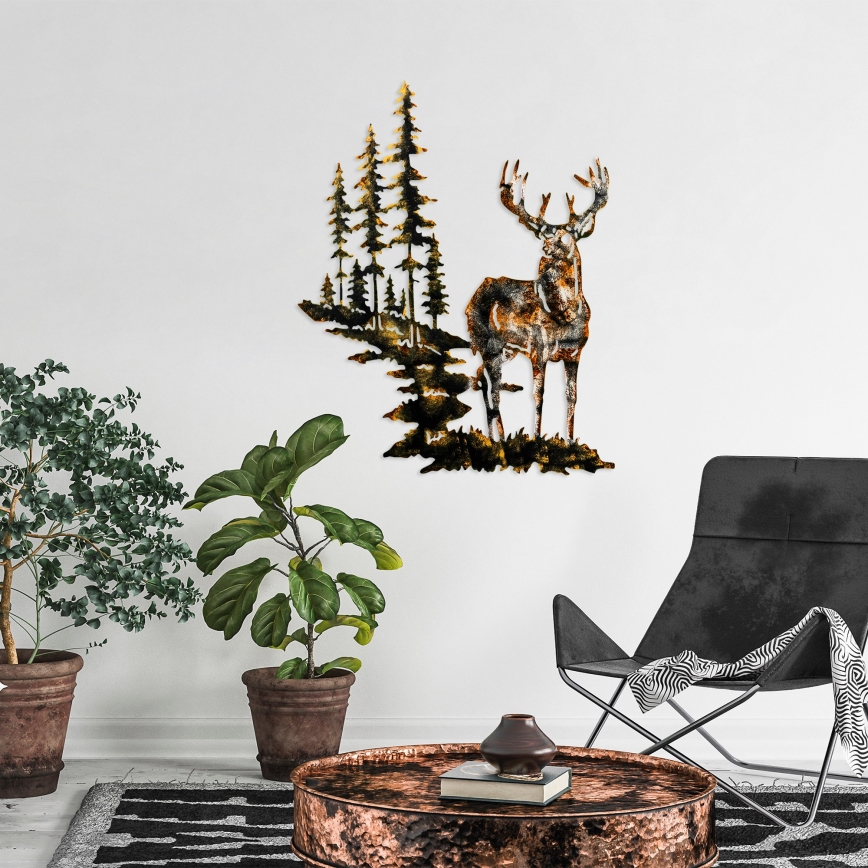 Dekoracja ścienna 65x79 cm jeleń metal