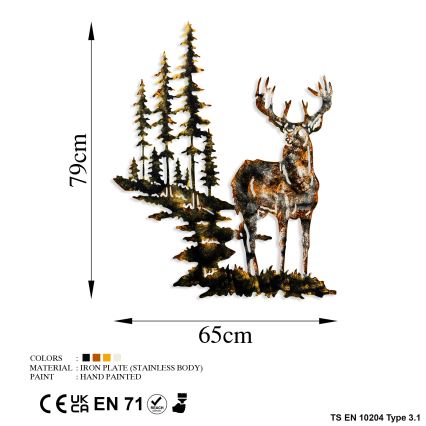 Dekoracja ścienna 65x79 cm jeleń metal