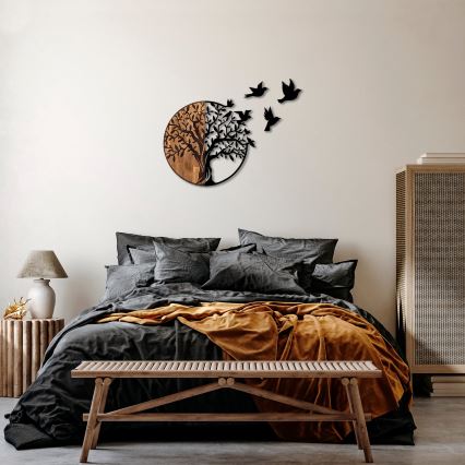 Dekoracja ścienna 71x92 cm drzewo drewno/metal