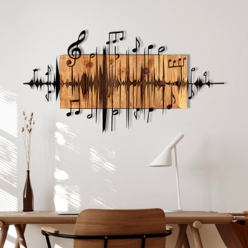 Dekoracja ścienna 90x47 cm notatki drewno/metal