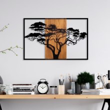 Dekoracja ścienna 90x58 cm drzewo drewno/metal