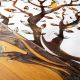 Dekoracja ścienna 92x71 cm drzewo i ptaki drewno/metal