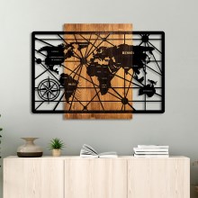 Dekoracja ścienna 96x70 cm mapa drewno/metal