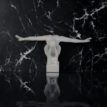 Dekoracja stołowa 19,5x16x38,5 cm żywica/biała