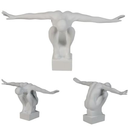 Dekoracja stołowa 19,5x16x38,5 cm żywica/biała