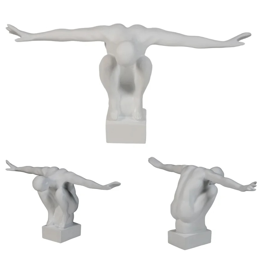 Dekoracja stołowa 19,5x16x38,5 cm żywica/biała