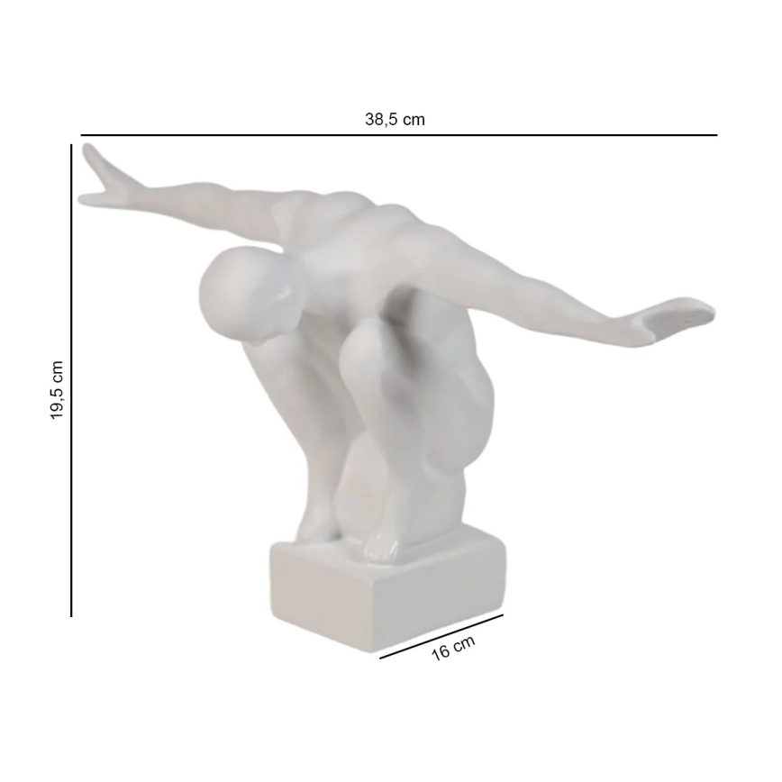 Dekoracja stołowa 19,5x16x38,5 cm żywica/biała