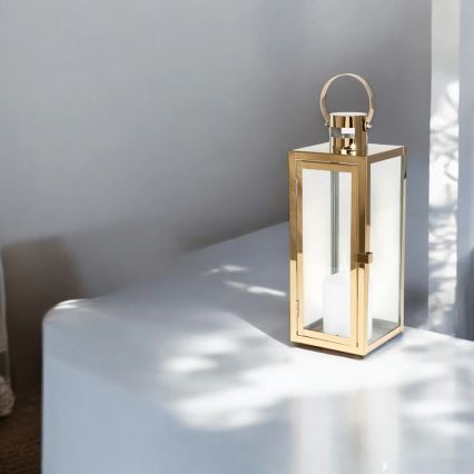 Dekoracyjna latarnia TOWER 29 cm złota