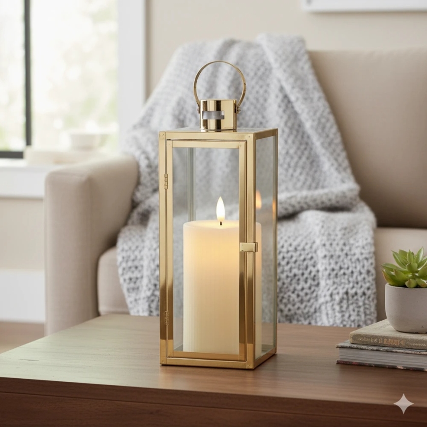 Dekoracyjna latarnia TOWER 29 cm złota