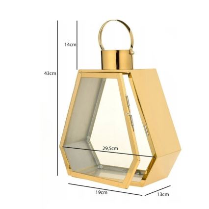 Dekoracyjna latarnia TOWER 43 cm złota