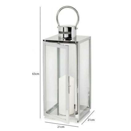 Dekoracyjna latarnia TOWER 63 cm, chrom błyszczący