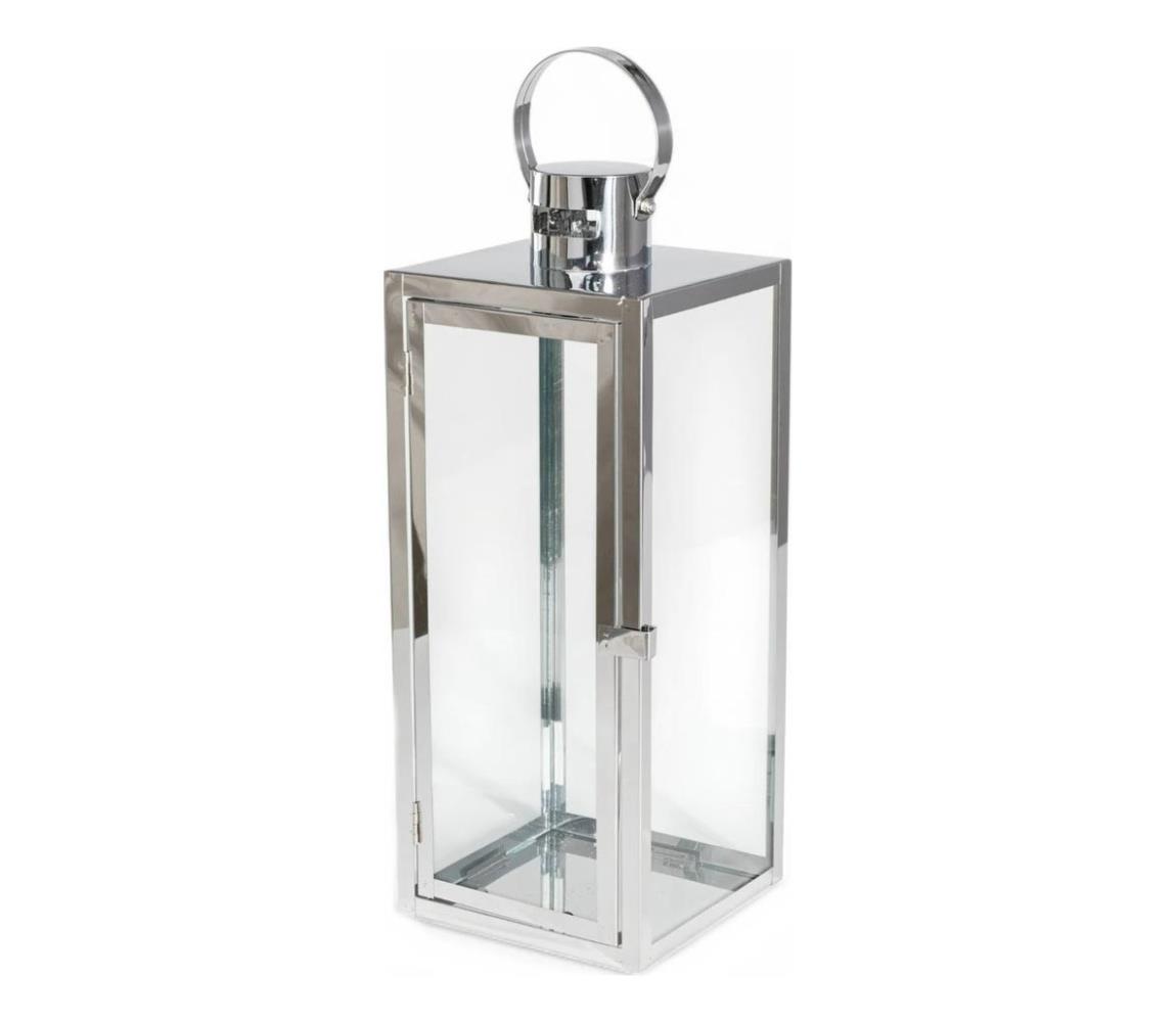 Dekoracyjna latarnia TOWER 63 cm, chrom błyszczący